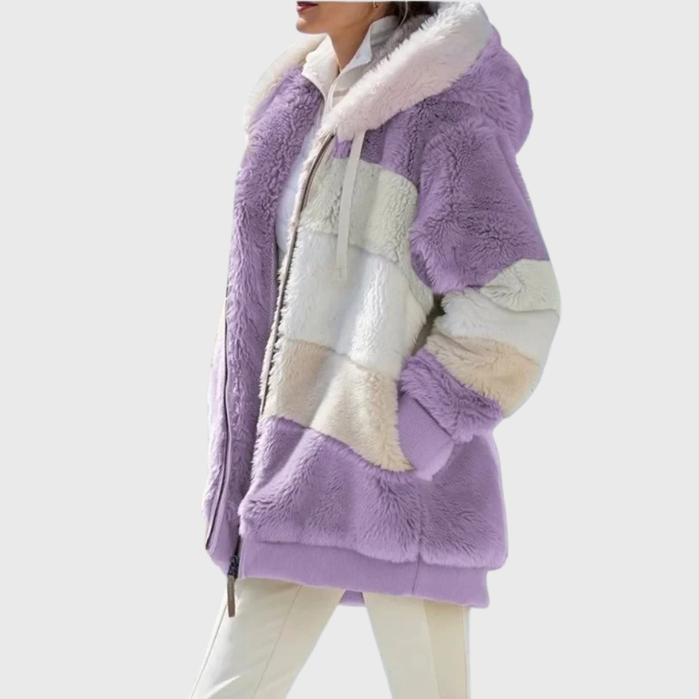 Women's Faux Fur Hooded Padded Fleece-Blend Jacket
