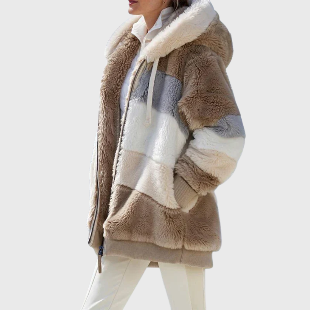 Women's Faux Fur Hooded Padded Fleece-Blend Jacket