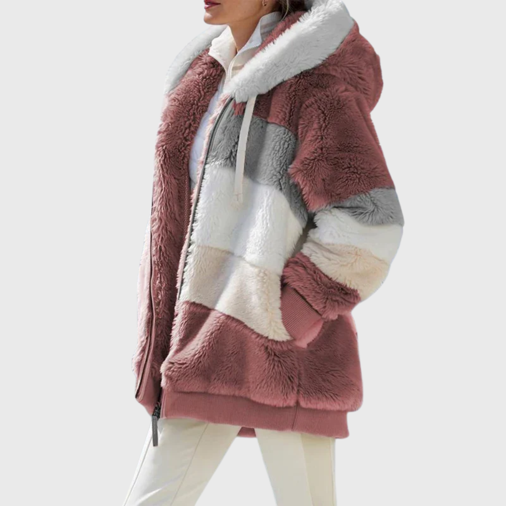 Women's Faux Fur Hooded Padded Fleece-Blend Jacket