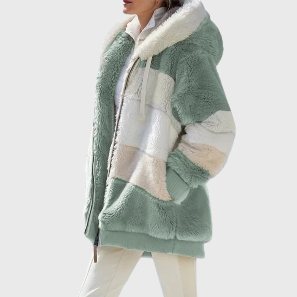 Women's Faux Fur Hooded Padded Fleece-Blend Jacket