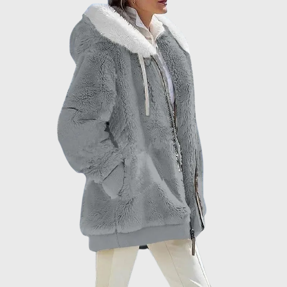 Women's Faux Fur Hooded Padded Fleece-Blend Jacket