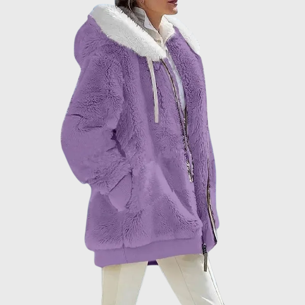 Women's Faux Fur Hooded Padded Fleece-Blend Jacket