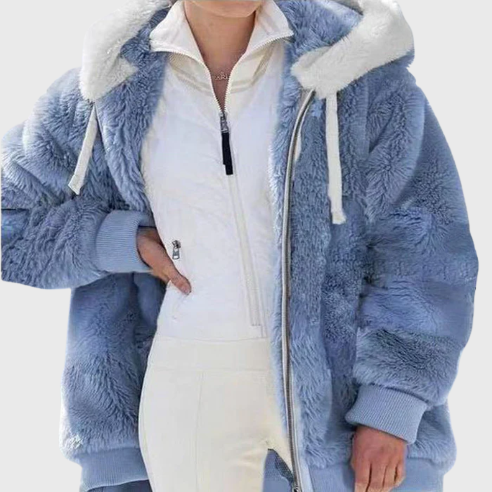 Women's Faux Fur Hooded Padded Fleece-Blend Jacket