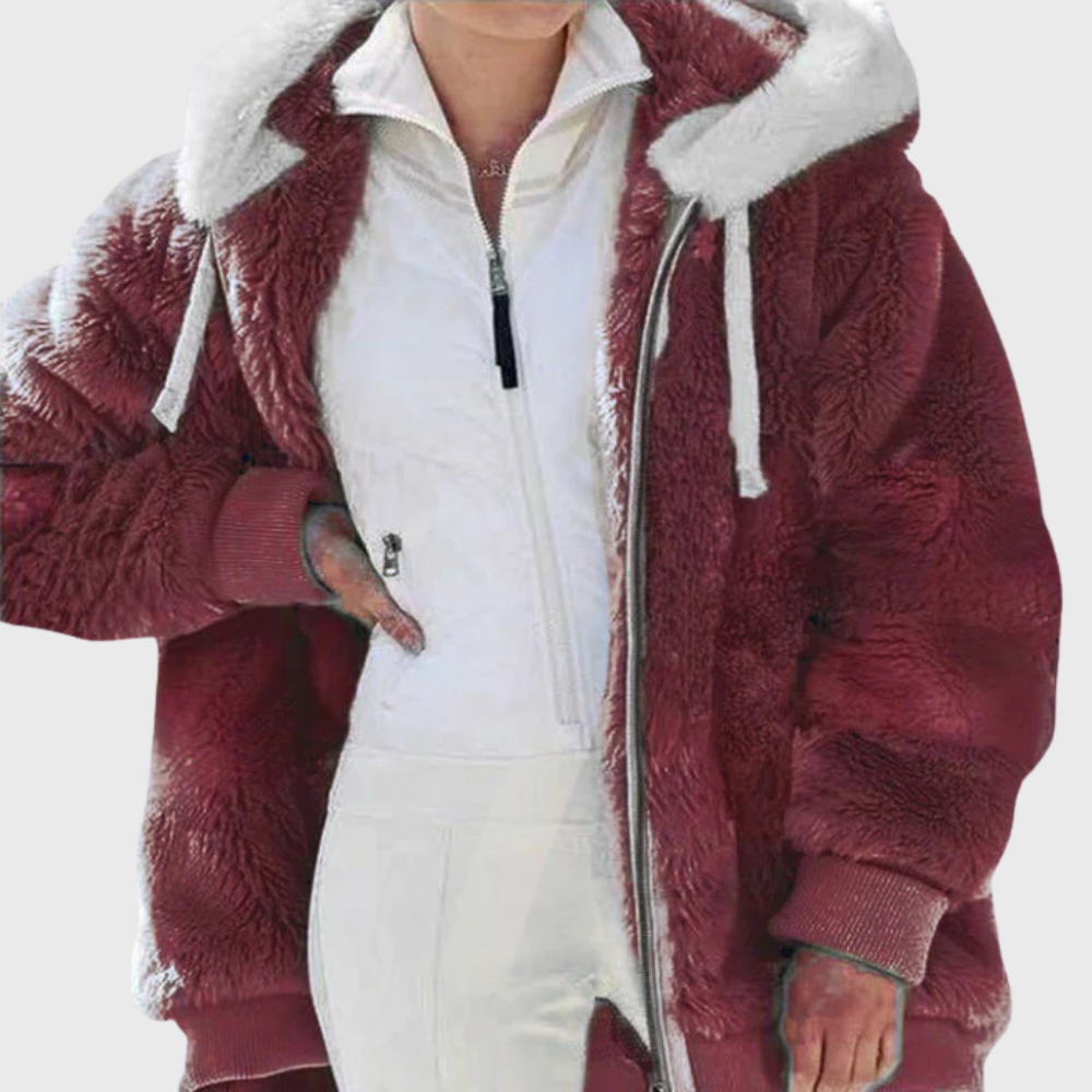 Women's Faux Fur Hooded Padded Fleece-Blend Jacket