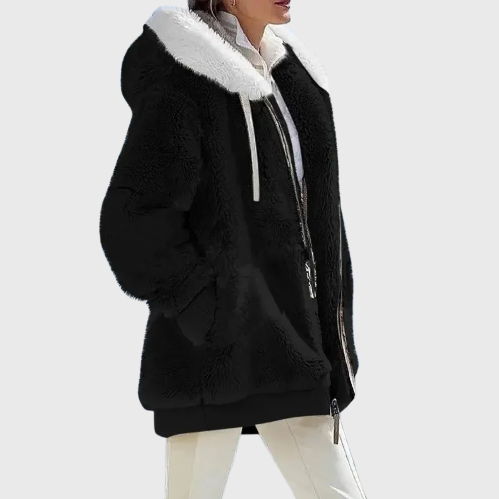 Women's Faux Fur Hooded Padded Fleece-Blend Jacket