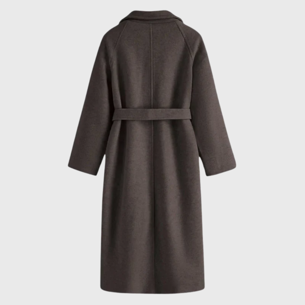 Women's Longline Wool Blend Winter Overcoat with Belt