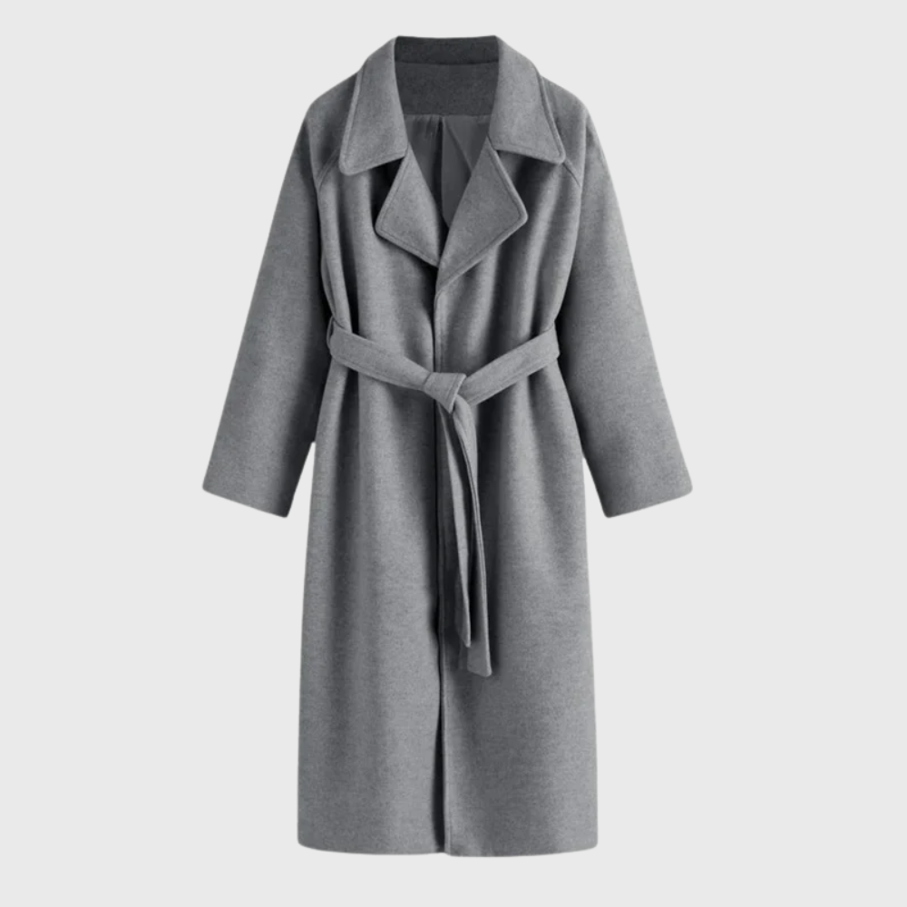 Women's Longline Wool Blend Winter Overcoat with Belt