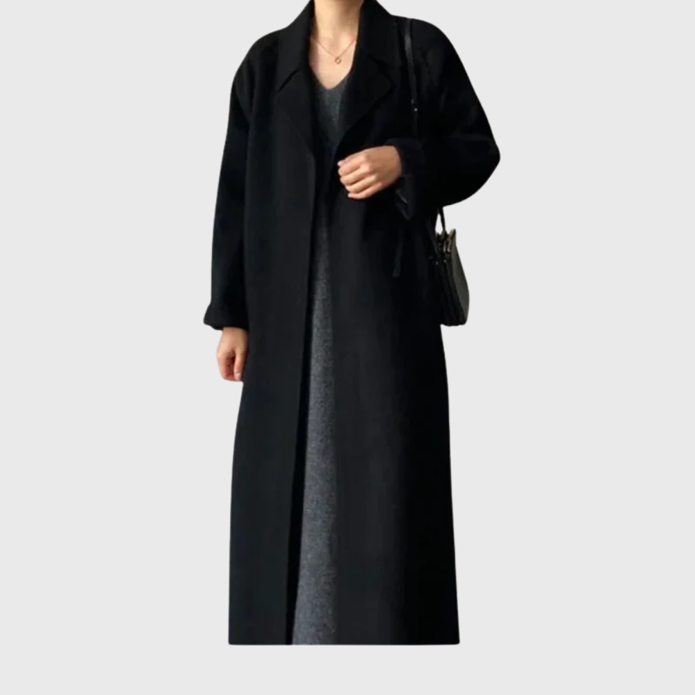 Women's Longline Wool Blend Winter Overcoat with Belt