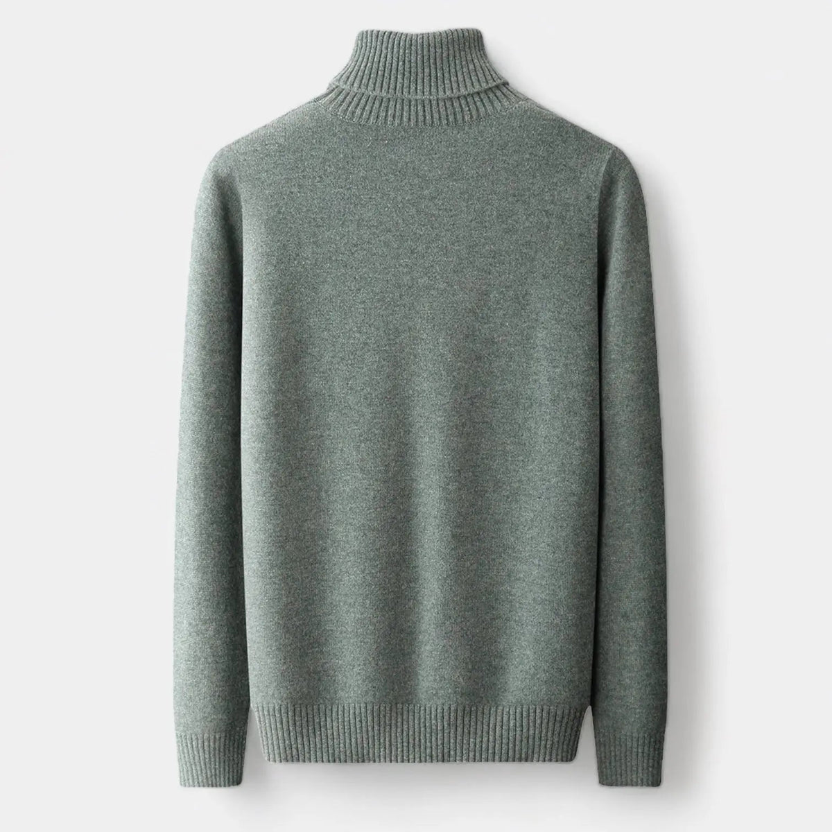 Men's Ribbed Trim Fine Merino Wool Roll Neck Pullover