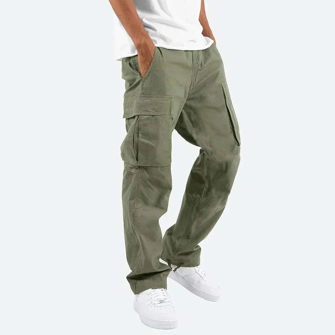 Men's Relaxed Adjustable Waist Spacious Pocket Cargo Pants