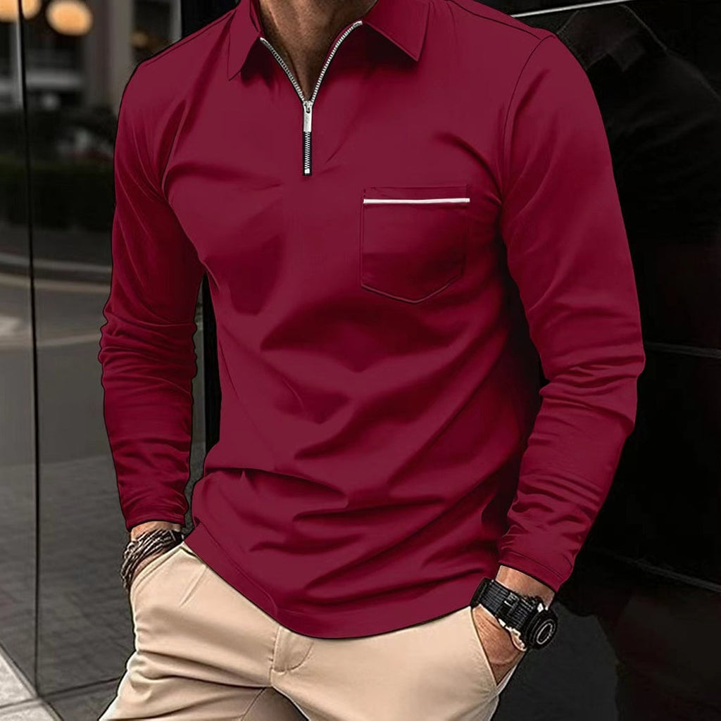 Men's Cotton Blend Full Sleeve Warm Polo Shirt