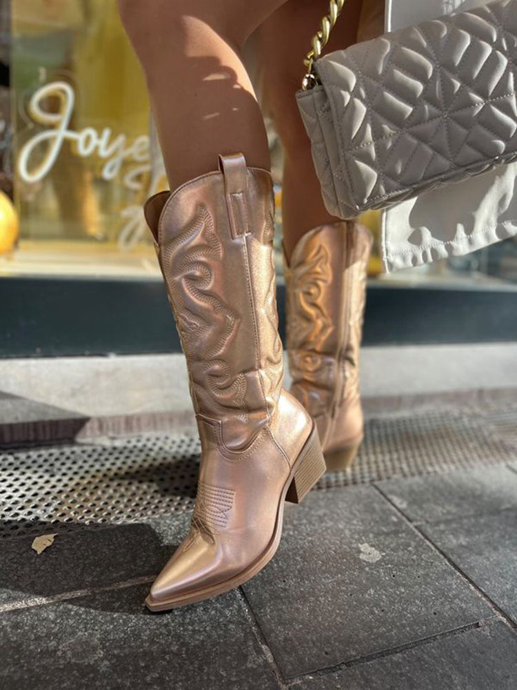 Women's Shiny Metallic Western Cowgirl Boots