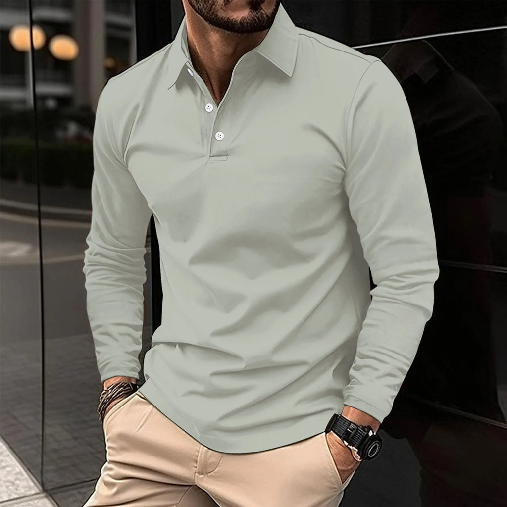 Men's Slim Fit Soft Long Sleeve Polo Top