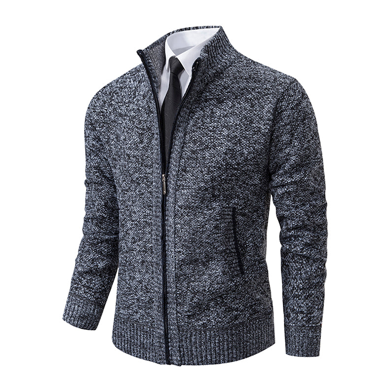 Men's Side Pocket Zip-Front Textured Knit Sweater Cardigan