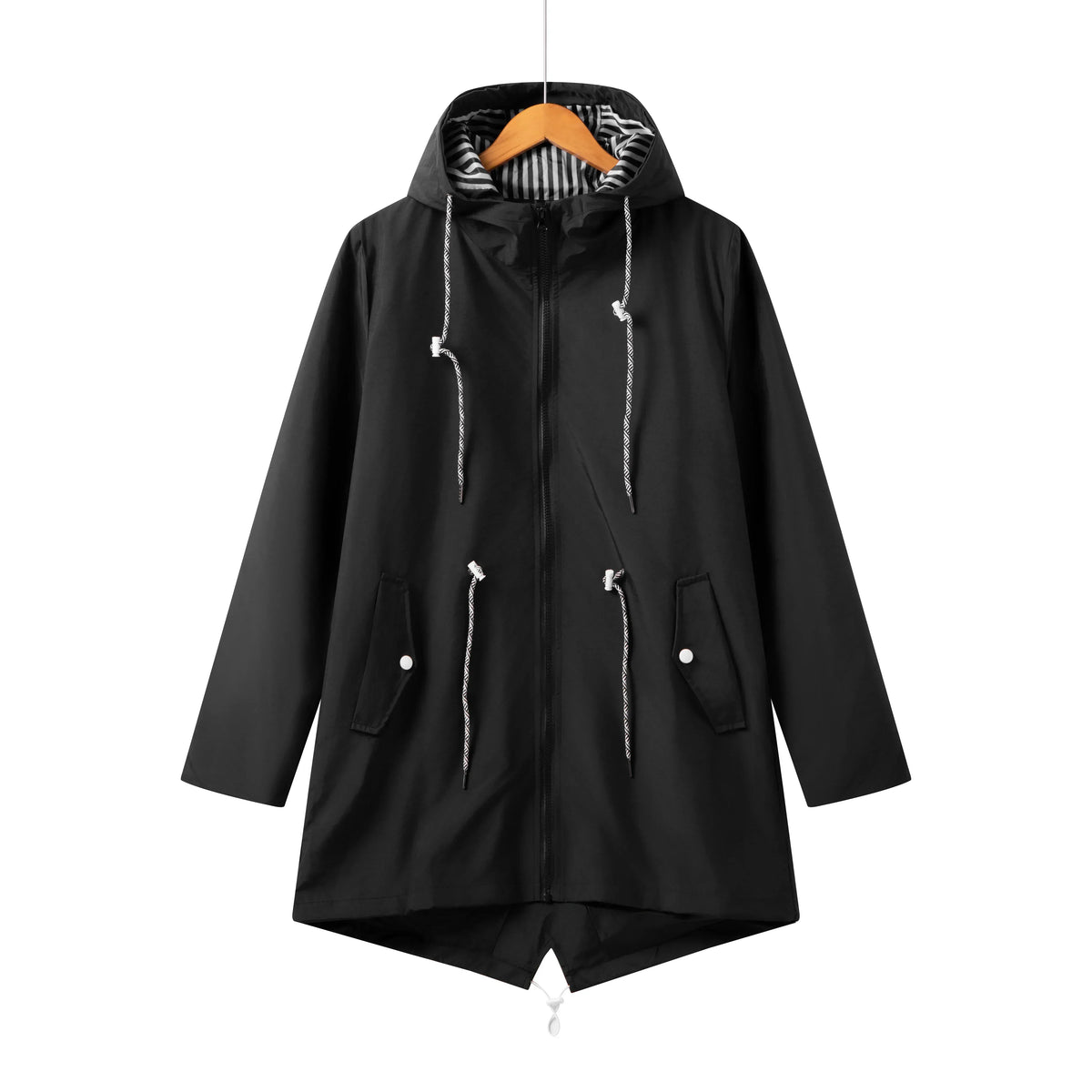 Women's Zip-Front Hooded Drawstring Parka Coat