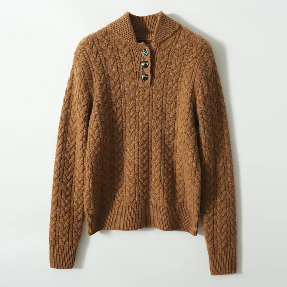 Women's Diamond Cable Knit Front-Button Layering Cardigan