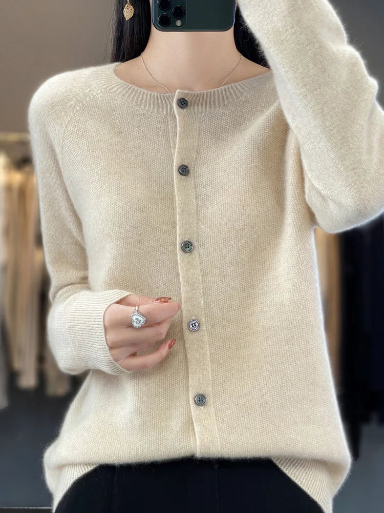 Women's Relaxed Cardigan with Neat Button Front