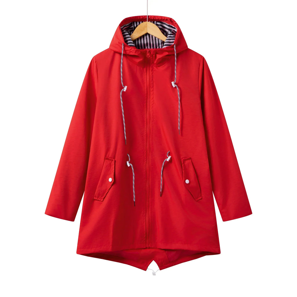 Women's Zip-Front Hooded Drawstring Parka Coat