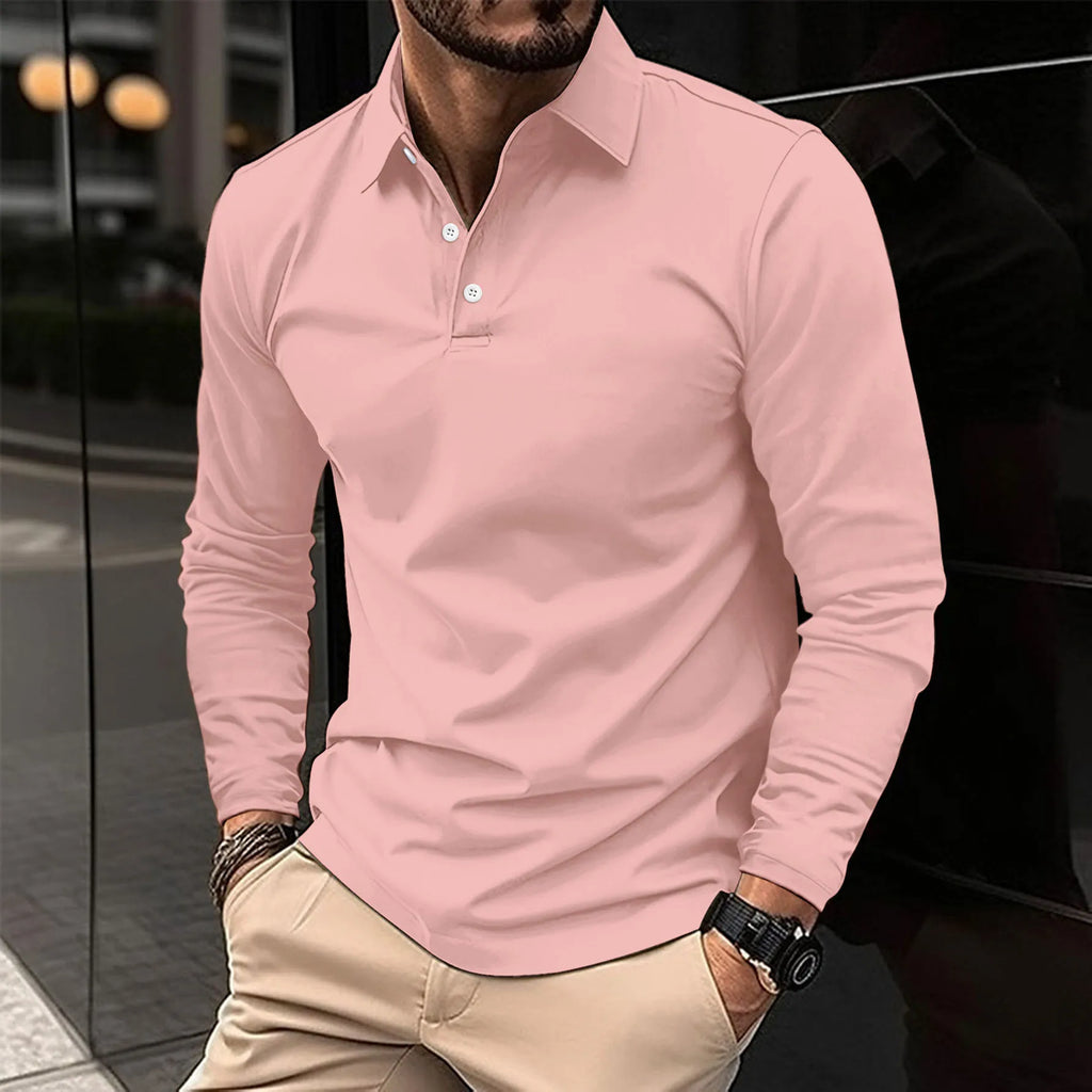 Men's Slim Fit Soft Long Sleeve Polo Top