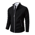Men's Side Pocket Zip-Front Textured Knit Sweater Cardigan