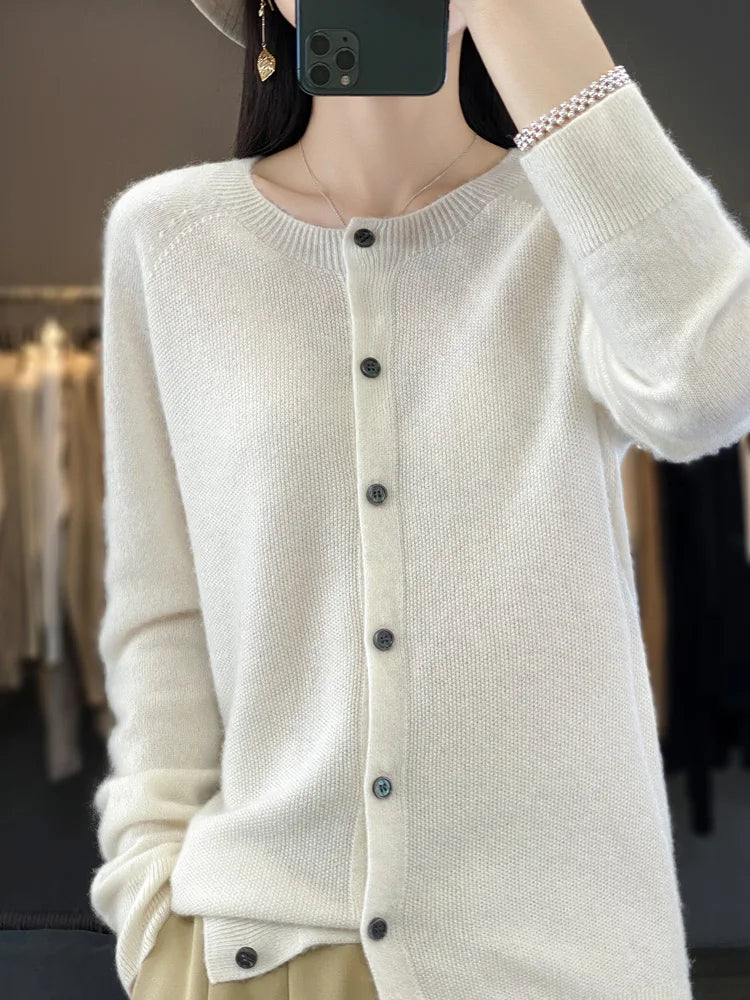 Women's Relaxed Cardigan with Neat Button Front