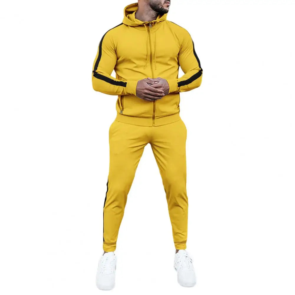 Men's Side Stripe Zip Jacket Pants Sweatsuit