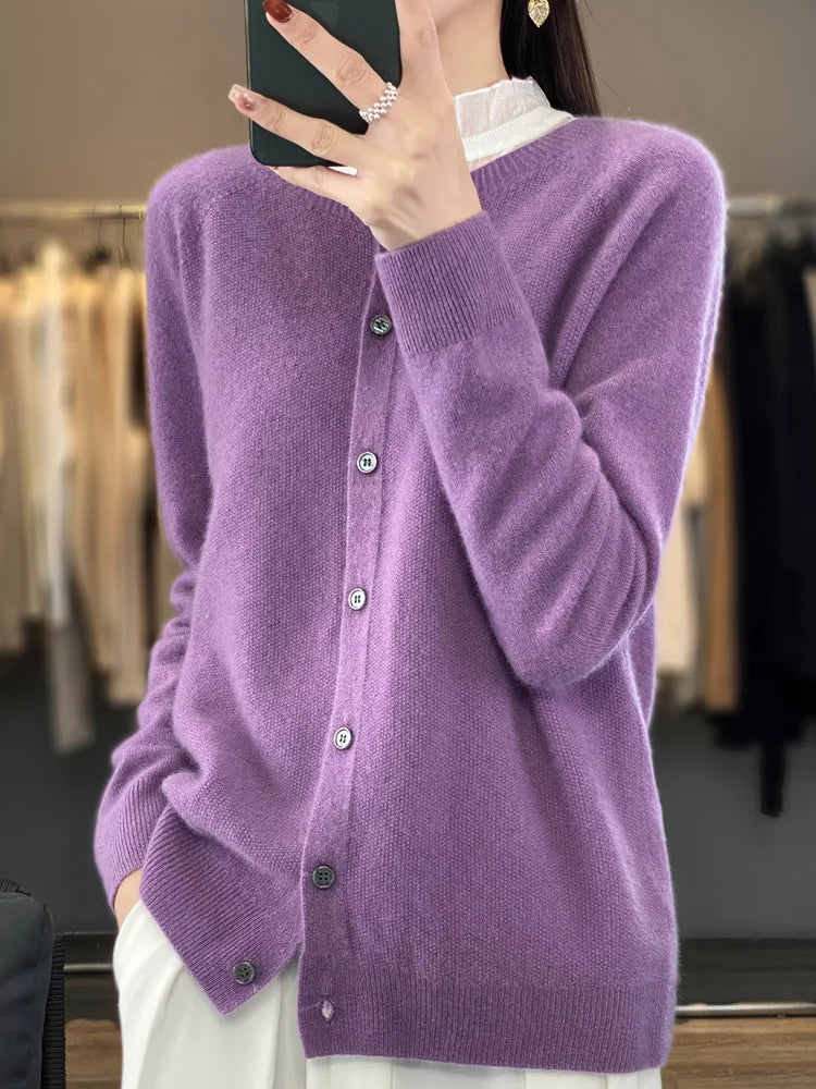 Women's Relaxed Cardigan with Neat Button Front