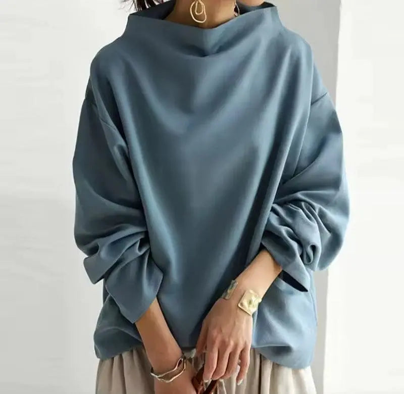 Women's Roomy Folded Roll Neck Soft Knit Pullover