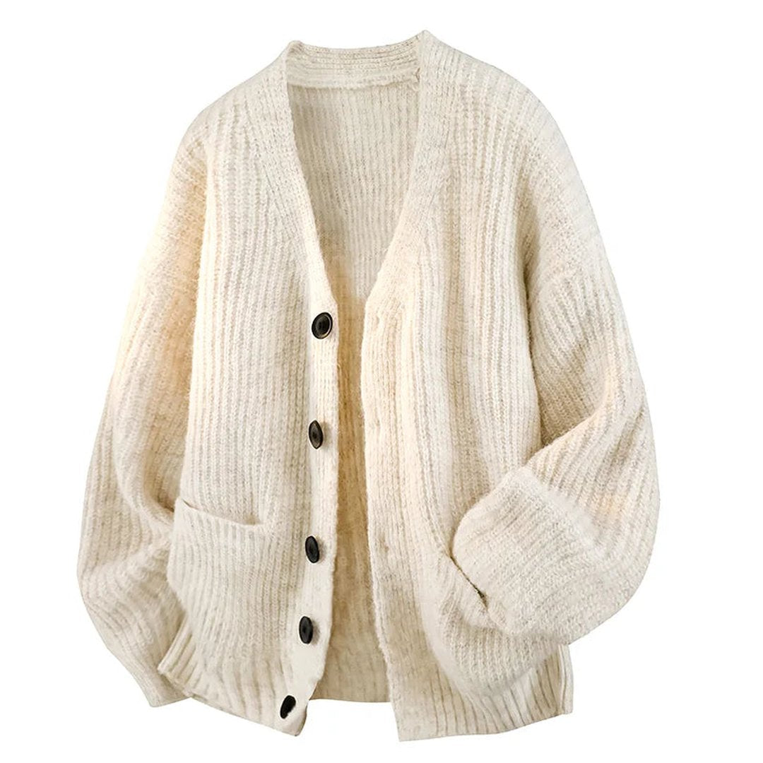 Men's Front Pocket Relaxed Draped V-Neck Button Cardigan Sweater