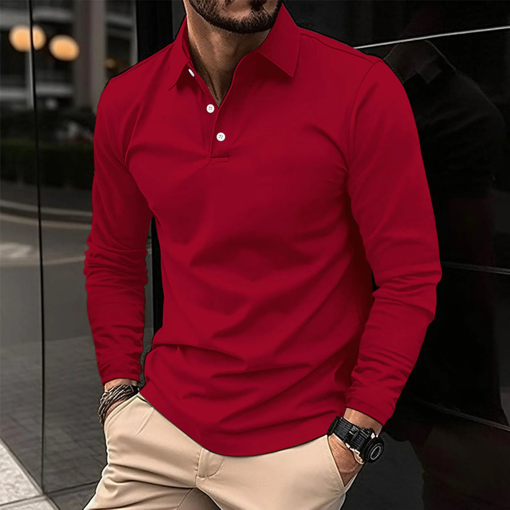 Men's Slim Fit Soft Long Sleeve Polo Top