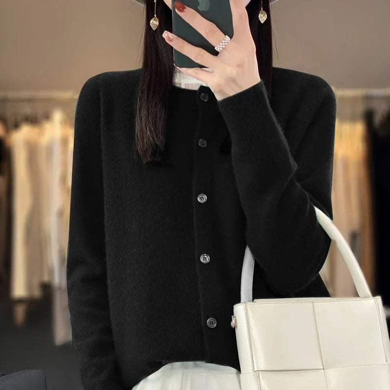 Women's Relaxed Cardigan with Neat Button Front