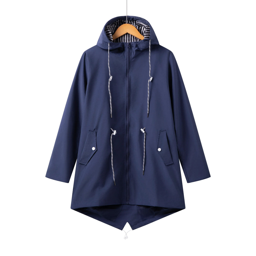 Women's Zip-Front Hooded Drawstring Parka Coat