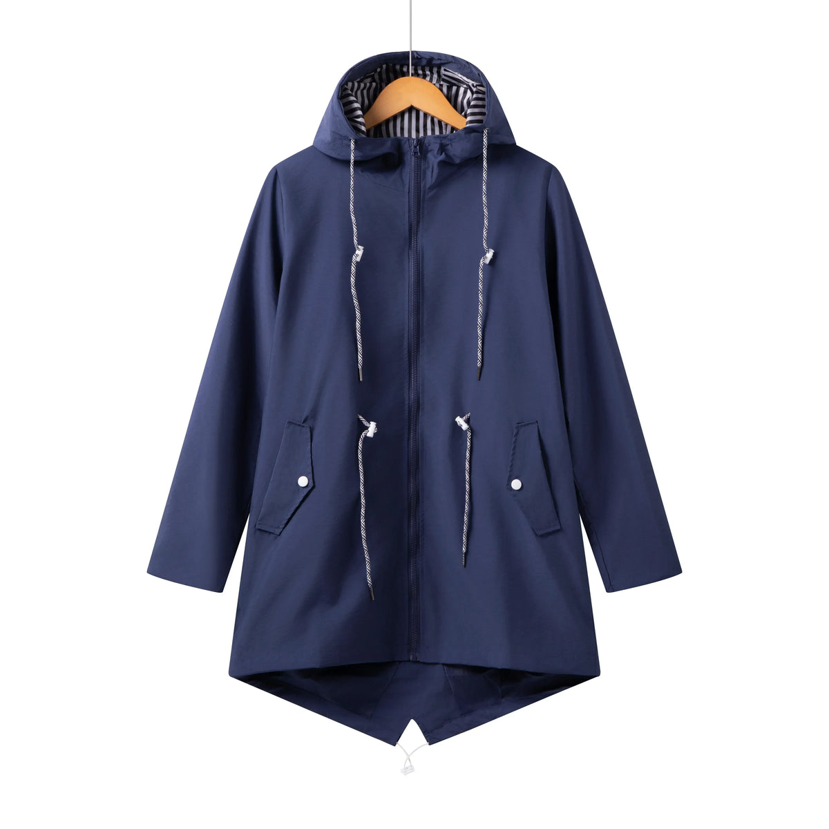 Women's Zip-Front Hooded Drawstring Parka Coat