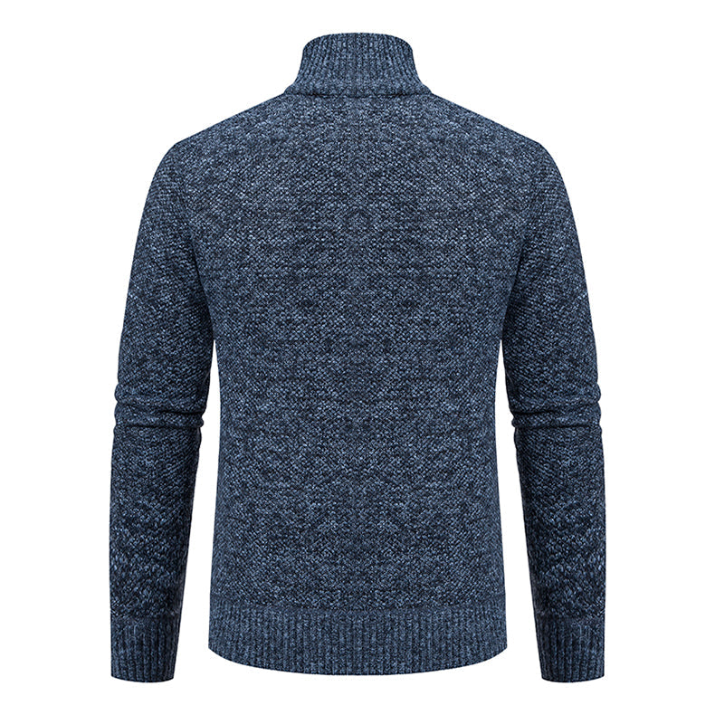Men's Side Pocket Zip-Front Textured Knit Sweater Cardigan