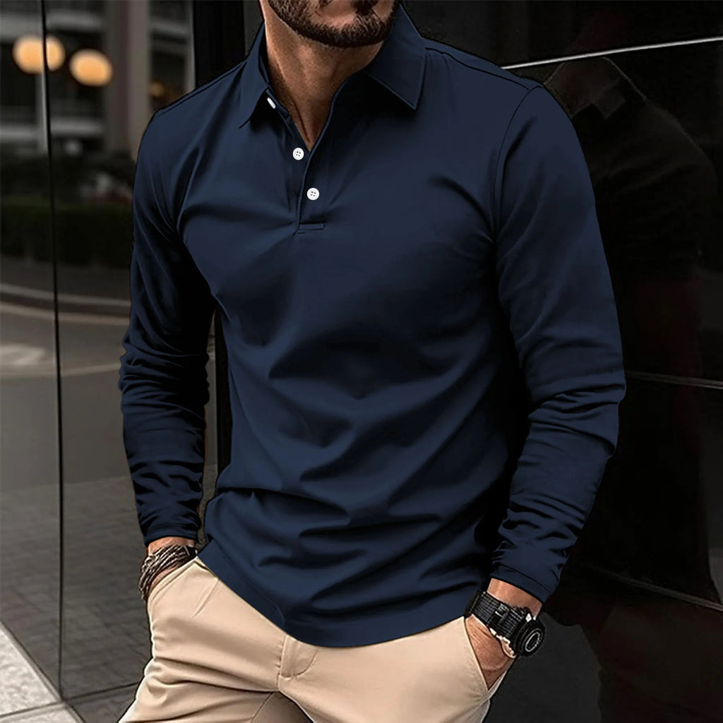 Men's Slim Fit Soft Long Sleeve Polo Top