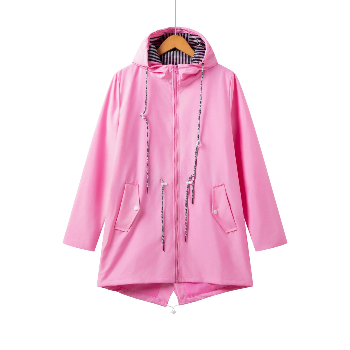 Women's Zip-Front Hooded Drawstring Parka Coat