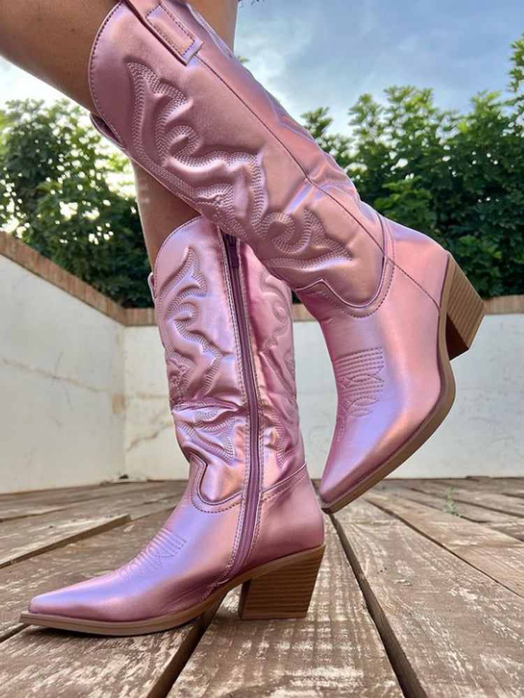 Women's Shiny Metallic Western Cowgirl Boots