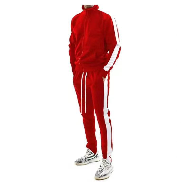 Men's Side Stripe Zip Jacket Pants Sweatsuit