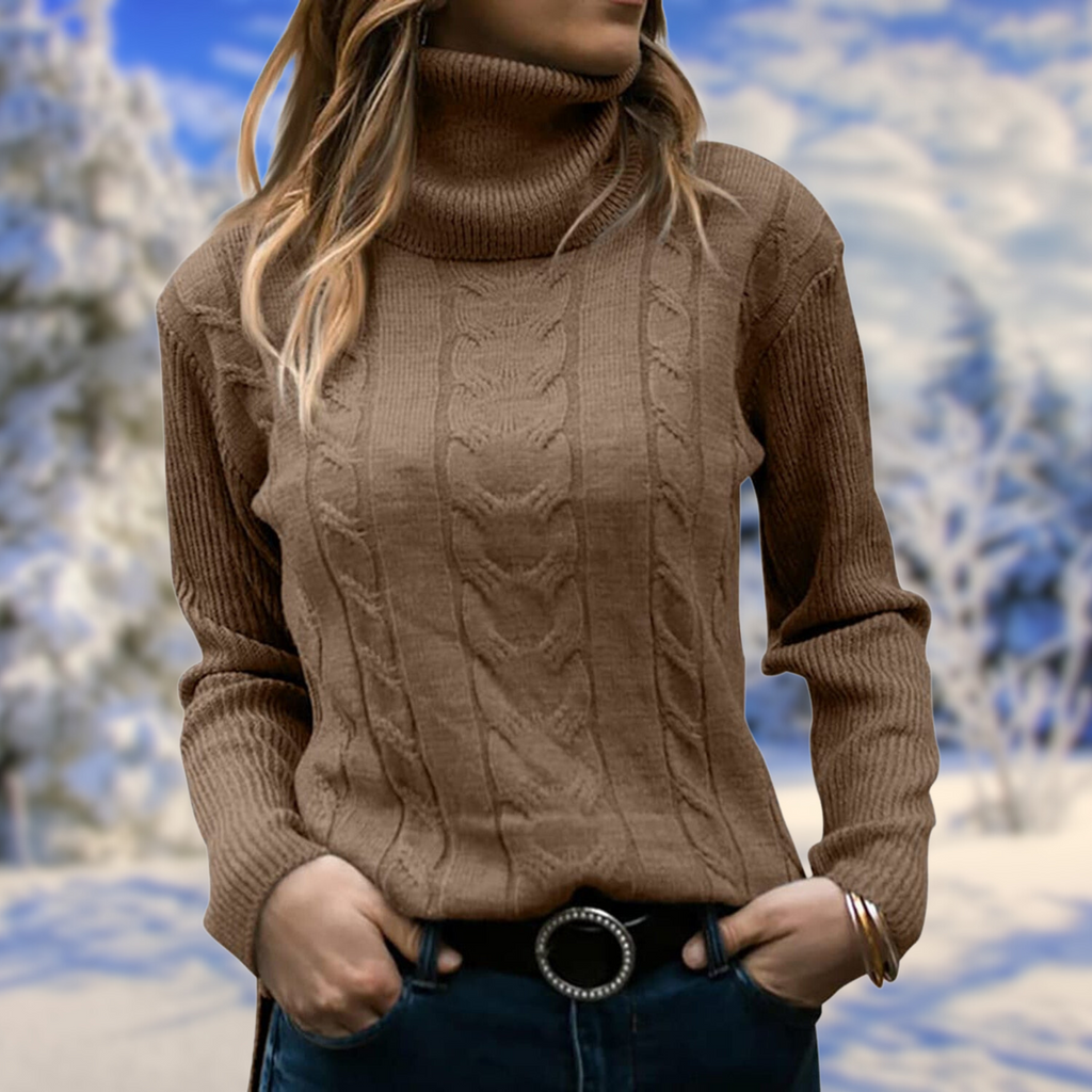 Women's Fitted Turtleneck Pullover with High Neckline