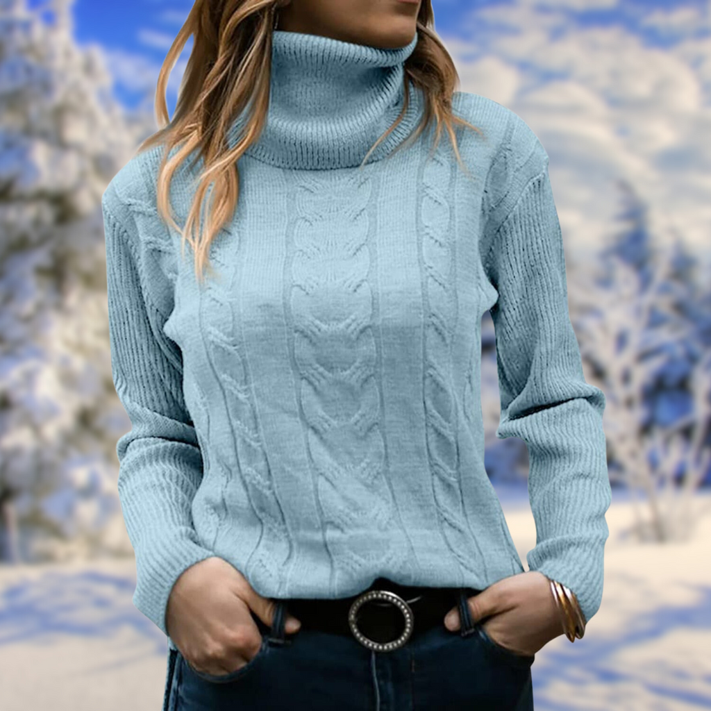 Women's Fitted Turtleneck Pullover with High Neckline