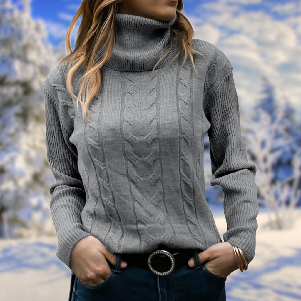 Women's Fitted Turtleneck Pullover with High Neckline