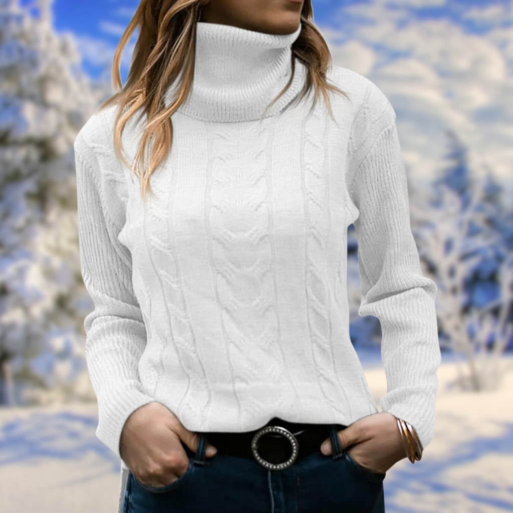 Women's Fitted Turtleneck Pullover with High Neckline