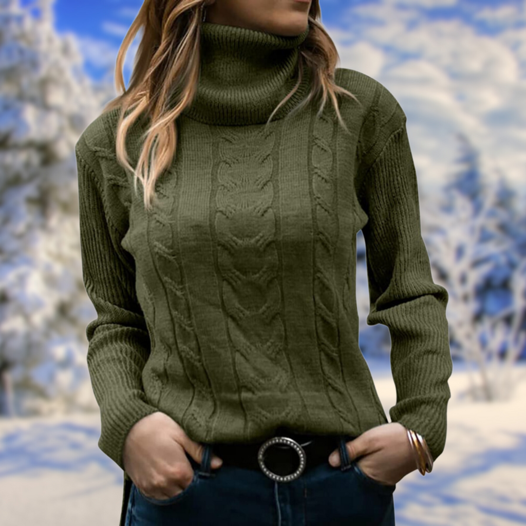 Women's Fitted Turtleneck Pullover with High Neckline