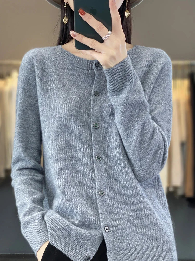 Women's Relaxed Cardigan with Neat Button Front