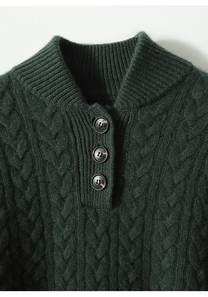 Women's Diamond Cable Knit Front-Button Layering Cardigan