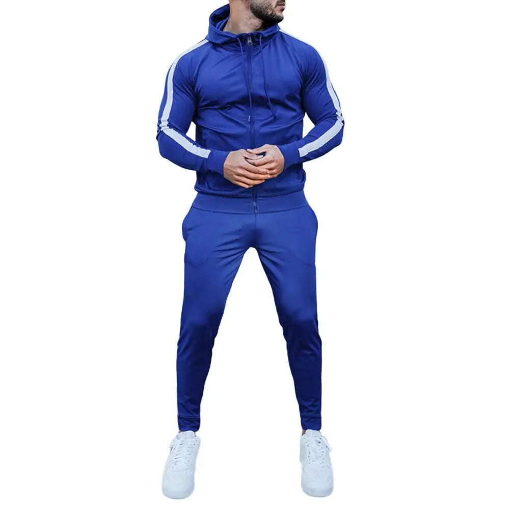 Men's Side Stripe Zip Jacket Pants Sweatsuit