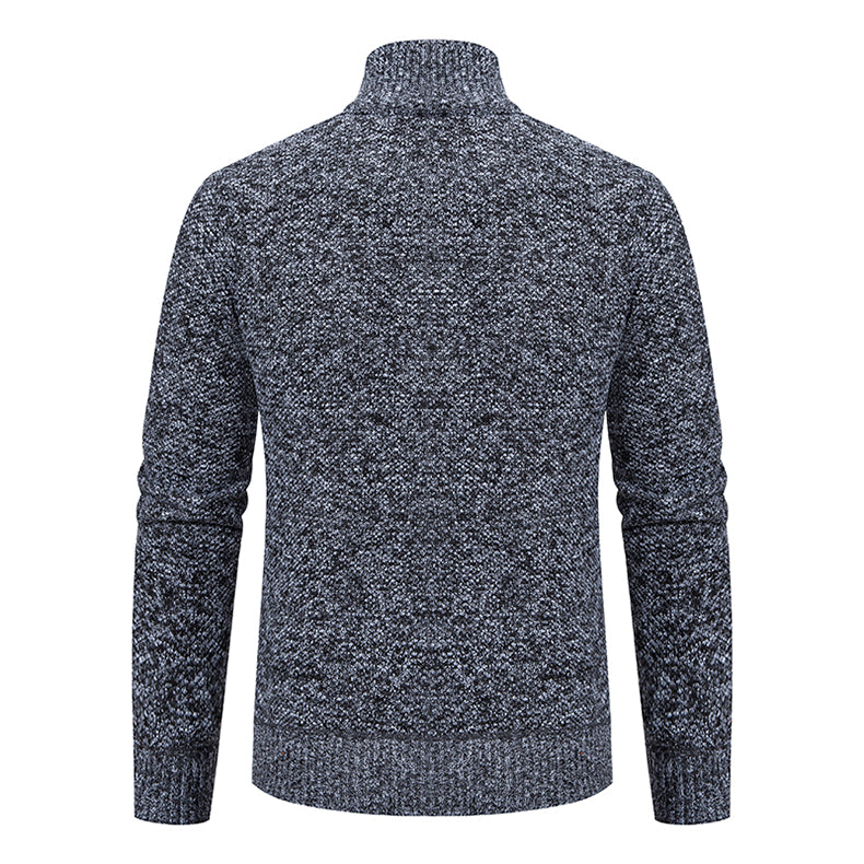 Men's Side Pocket Zip-Front Textured Knit Sweater Cardigan