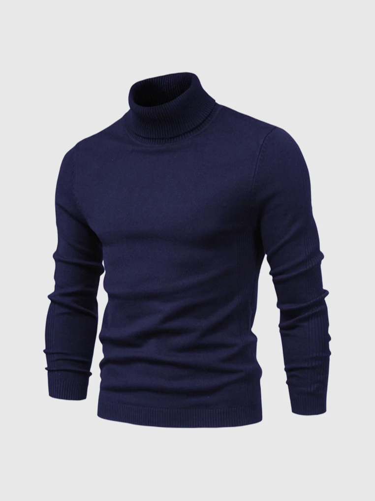 Men's Slim Fine-Knit Turtleneck Pullover for Blazer Layering