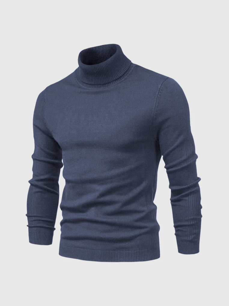 Men's Slim Fine-Knit Turtleneck Pullover for Blazer Layering