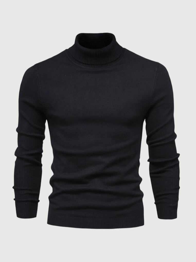 Men's Slim Fine-Knit Turtleneck Pullover for Blazer Layering